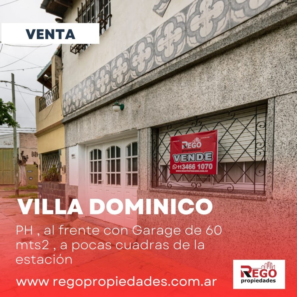 VENTA CASA DE 4 AMB. AL FRENTE DE 2 PLANTAS CON GARAGE SIN EXPENSAS