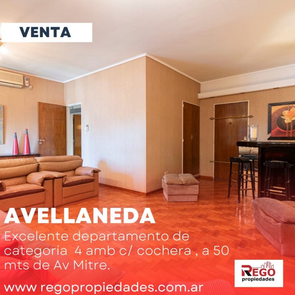 Excelente Departamento 4 ambientes en altura con cochera - Avellaneda Centro.