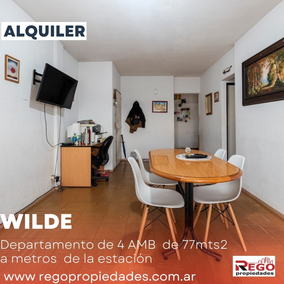 ALQUILER: Departamento de 4 amb de 77mts2 a metros de la estacion de Wilde
