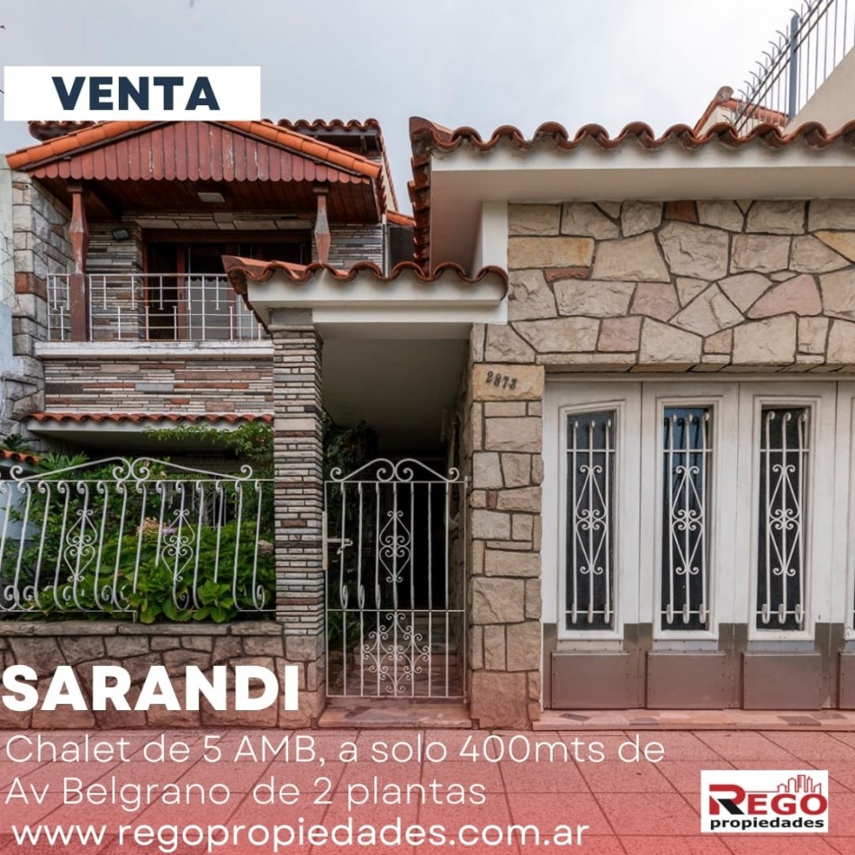 VENTA: Hermoso Chalet de 5 ambientes con Patio-Terraza- Cochera